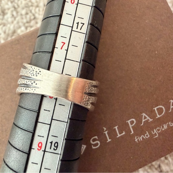 Silpada Organics Sterling Silver Band Ring R2035 with cubic zirconia, size 7.75 - Picture 3 of 4